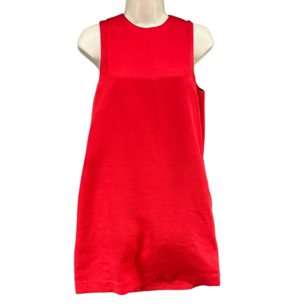Paris Atelier Mini Shift Dress Womens Red Textured Sleeveless Lined Size 4